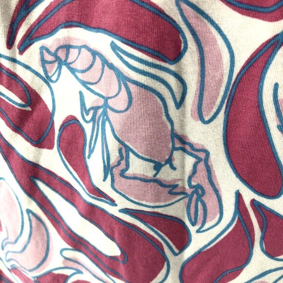 Womens Sporty Beach Strapless Pink Lobster Ruffled Cover Up Pockets Dress Sz L - Picture 6 of 14